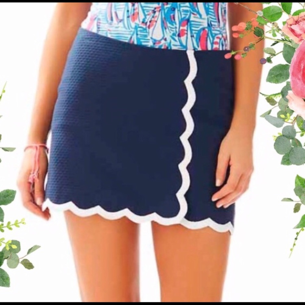 Lilly Pulitzer Navy Scalloped Skort
